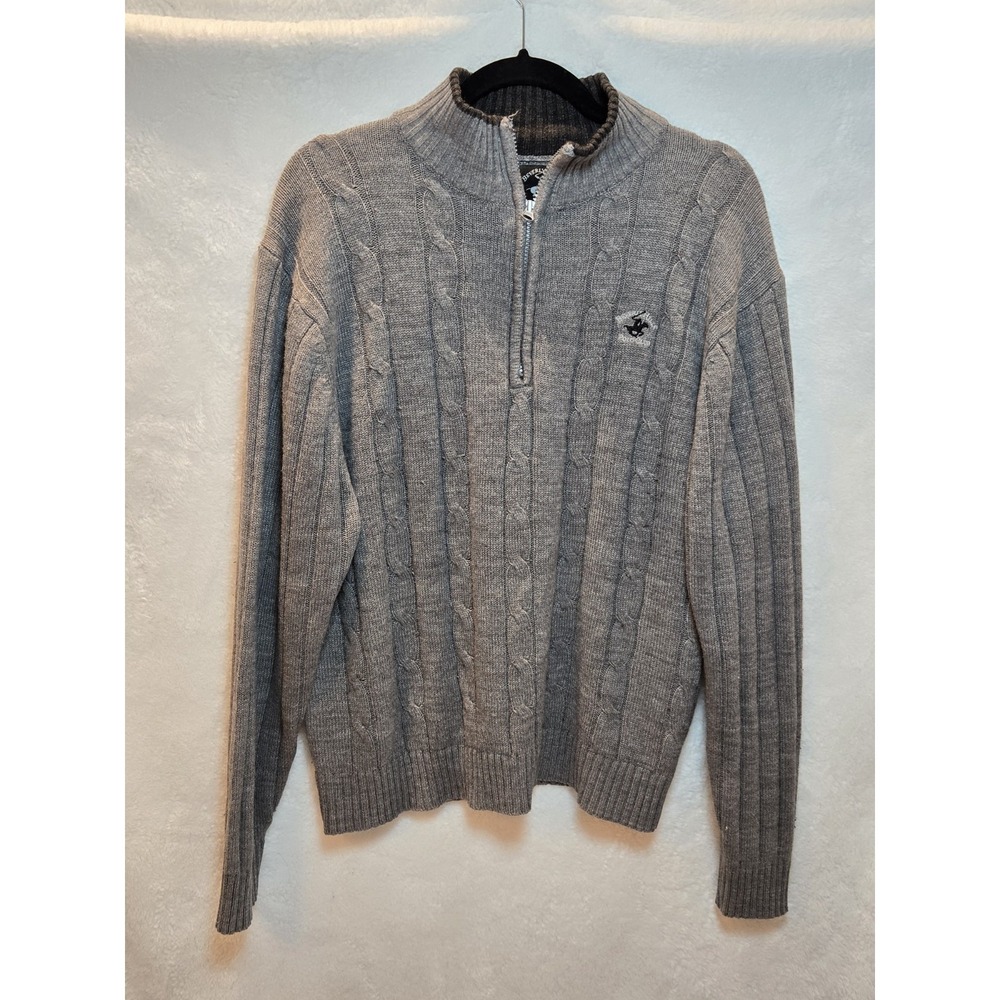 BEVERLY HILLS‎ POLO CLUB 1/4 zip sweater Mens Gray, size M